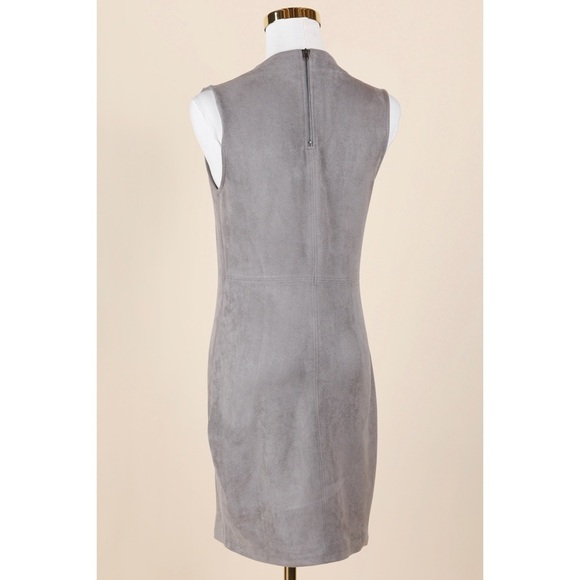 Sz S Chloe & Katie Muted Grey Faux Suede Mini Sheath Dress GUC - Picture 4 of 5